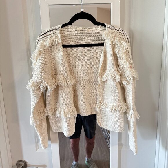Ulla Johnson Fringe Tassle Knit Cardigan Size Small Color Cream - Picture 2 of 5